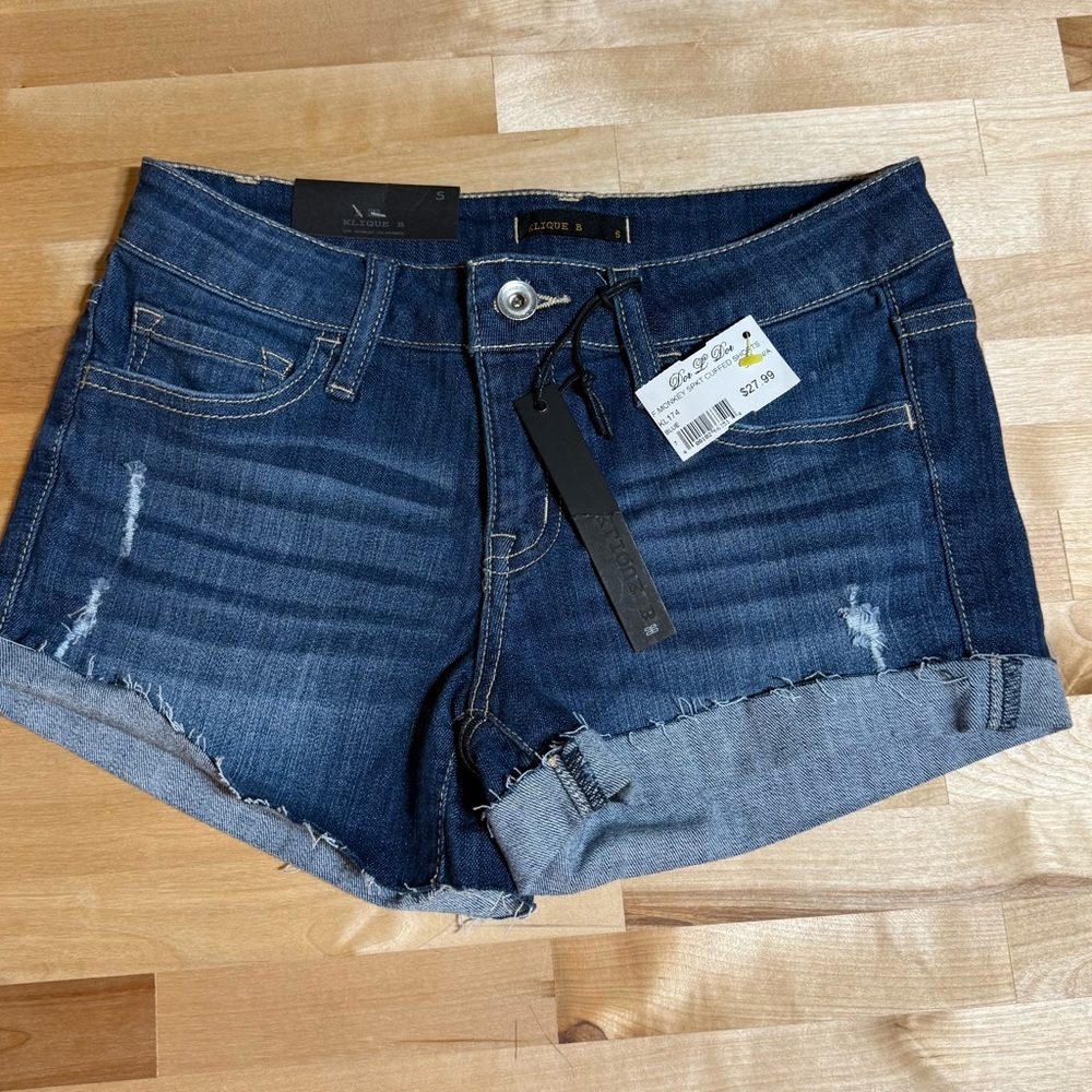 Dark Blue Distressed Denim Shorts Size Small NWT